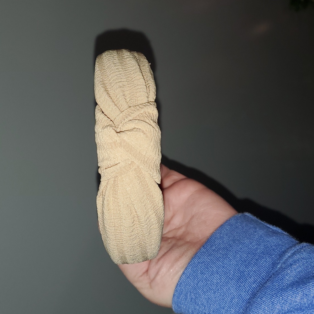 New handmade boutique top knot flexible wide headband tan - Picture 3 of 5